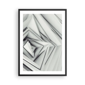 Poster in einem schwarzem Rahmen - Abstrakte Komposition aus geometrischen Dreiecken in 3D - 50x70cm - Spitzwinklige Knospen - Moderne Wanddekoration für Wohnzimmer und Schlafzimmer ARTTOR