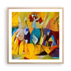 Poster in einem Rahmen aus heller Eiche - Sonne - Leben - Freude - 60x60 cm