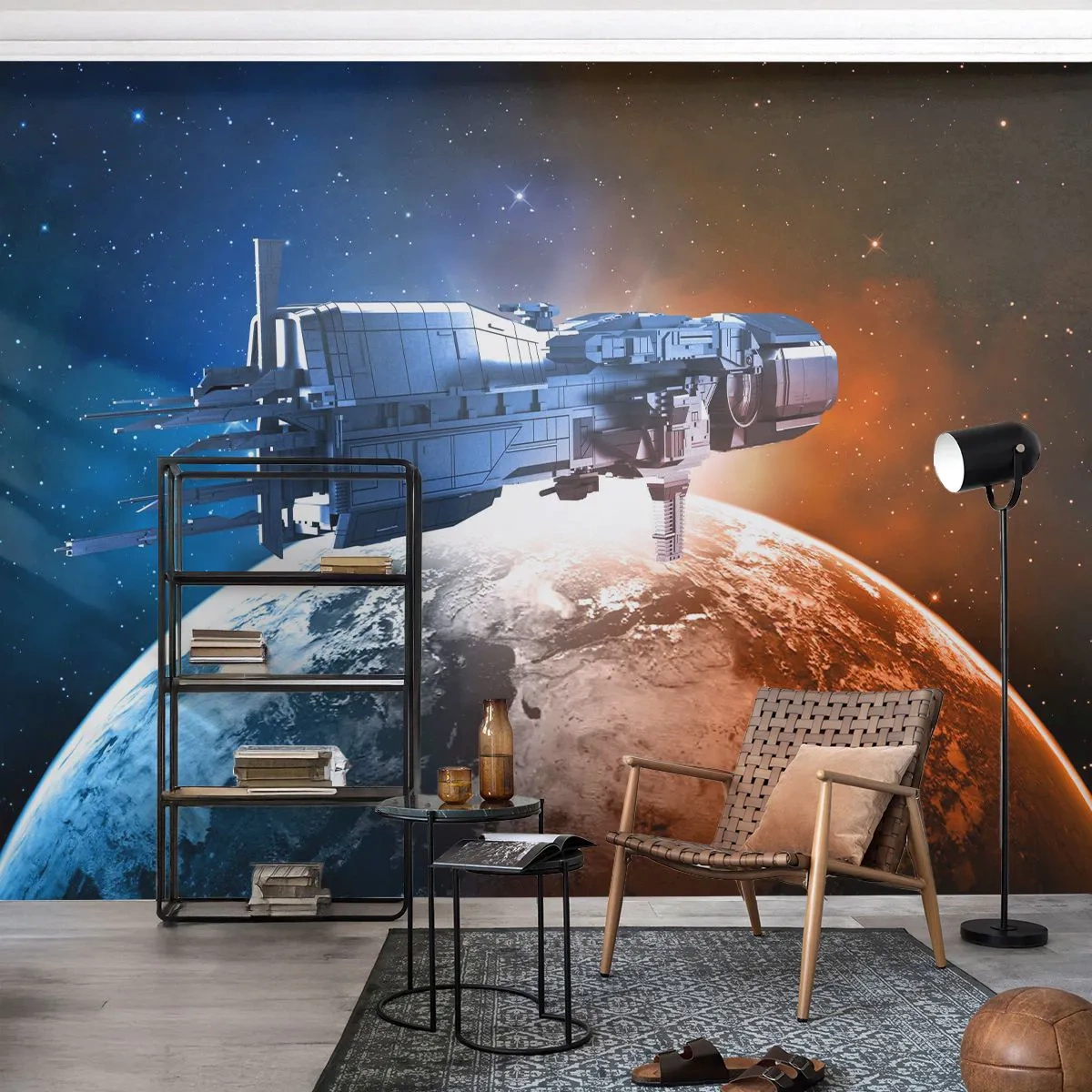 Maßgeschneiderte Fototapete Standard Eco - Ein aufmerksamer Beobachter - Kosmos, Raumfahrzeug, Pendeln