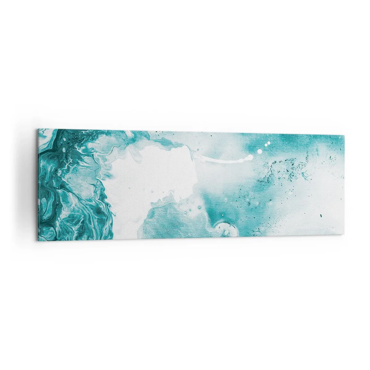 Bild auf Leinwand - Leinwandbild - Abstraktion in Blautönen mit zarten Akzenten in Weiß - 160x50cm - Morast von Blau - Moderne Wanddekoration für Wohnzimmer und Schlafzimmer ARTTOR
