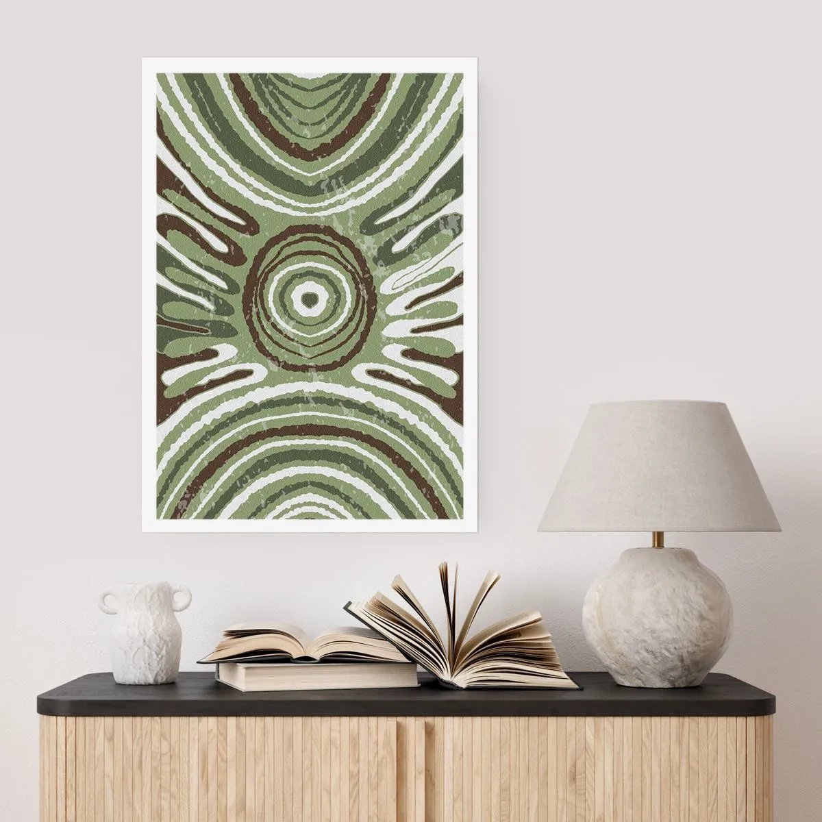 Poster - Symmetrisches abstraktes Muster in Grüntönen - 50x70cm - Explosion von Emotionen - Moderne Wanddekoration für Wohnzimmer und Schlafzimmer ARTTOR