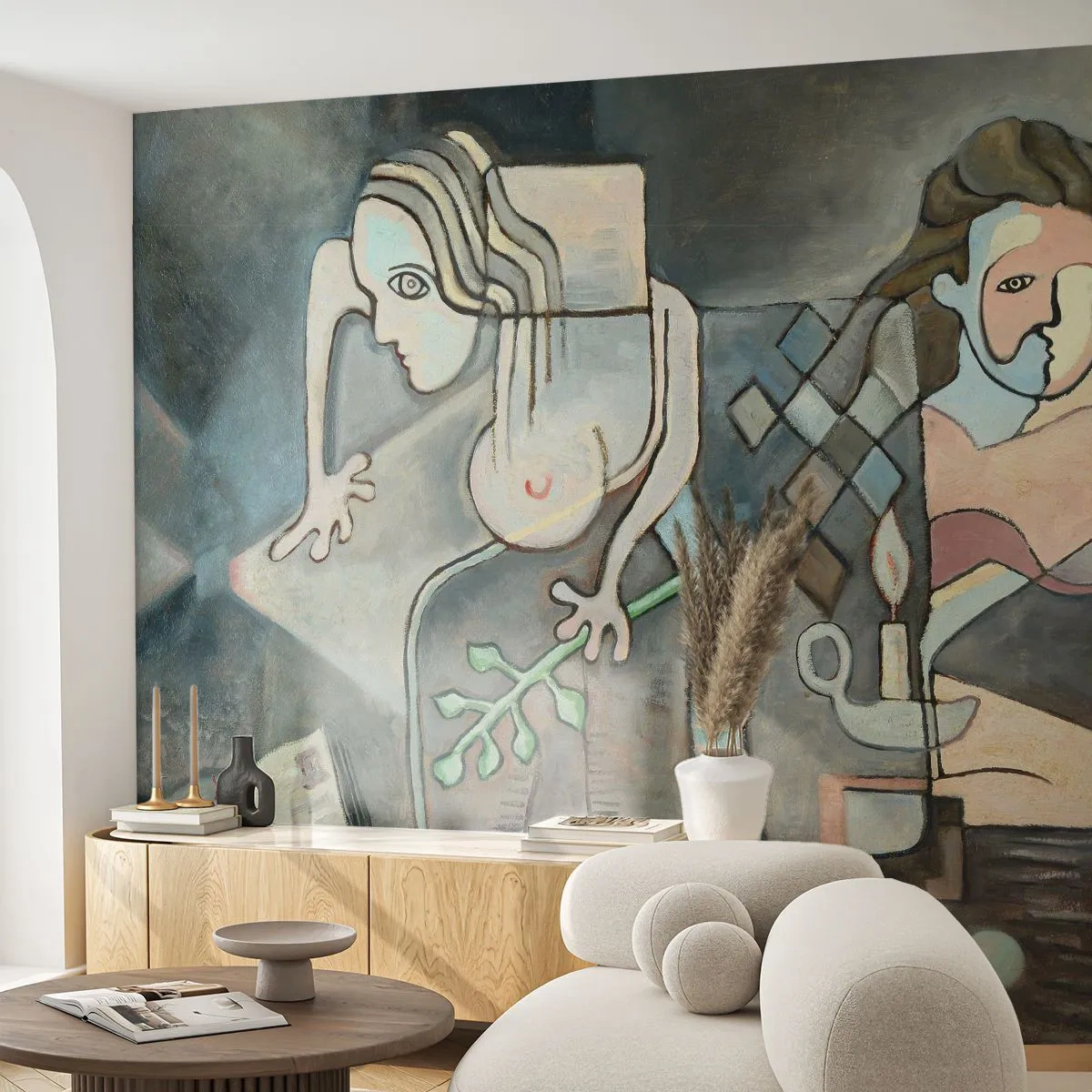 Fototapete Premium Sand - Mosaik aus Geist und Materie - Abstraktion, Kubismus, Menschen - 200x140 cm