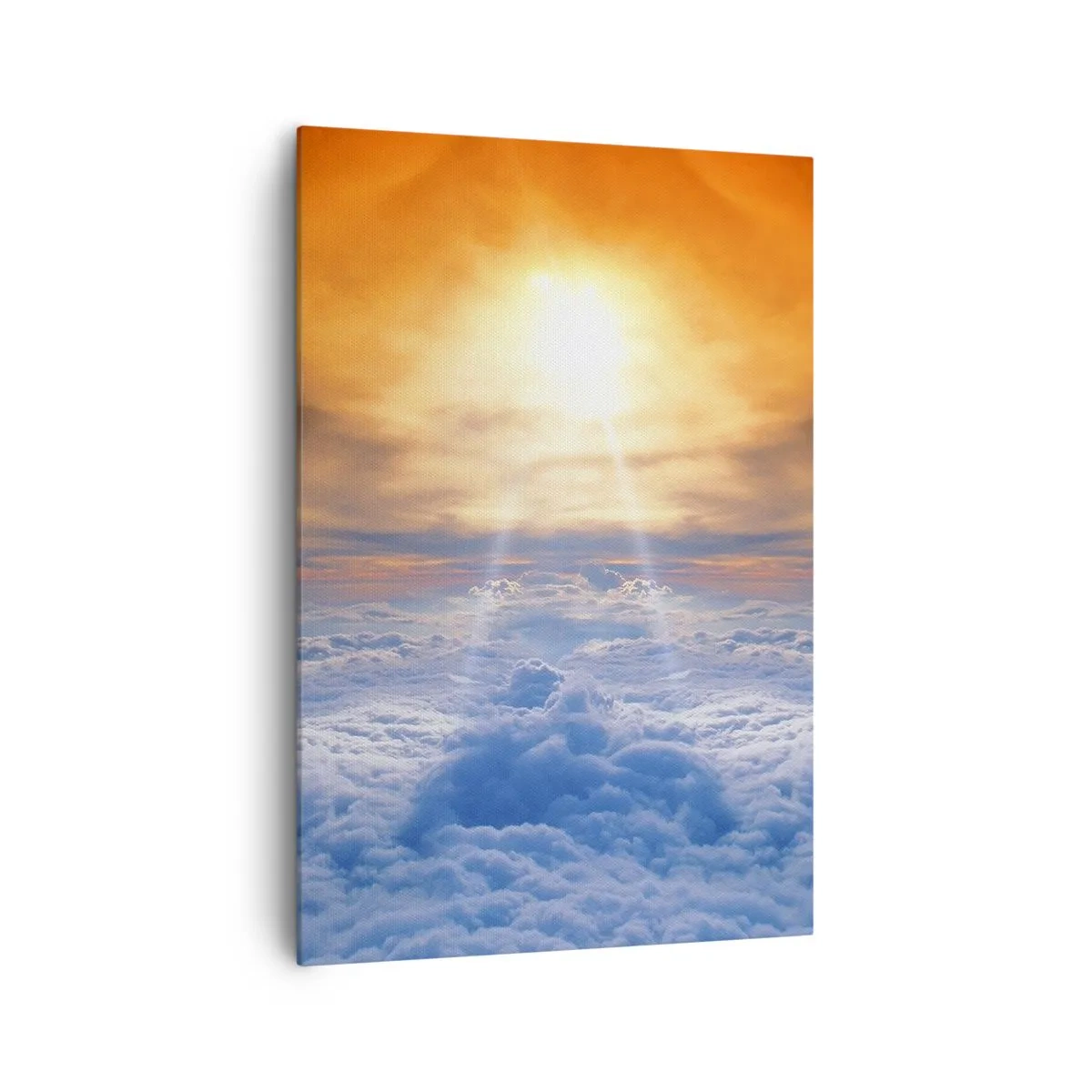 Bild auf Leinwand - Leinwandbild - Sonnenuntergang über den Wolken, der Himmel voller goldener Farben und Licht. - 70x100cm - Mystische Landschaft - Moderne Wanddekoration für Wohnzimmer und Schlafzimmer ARTTOR