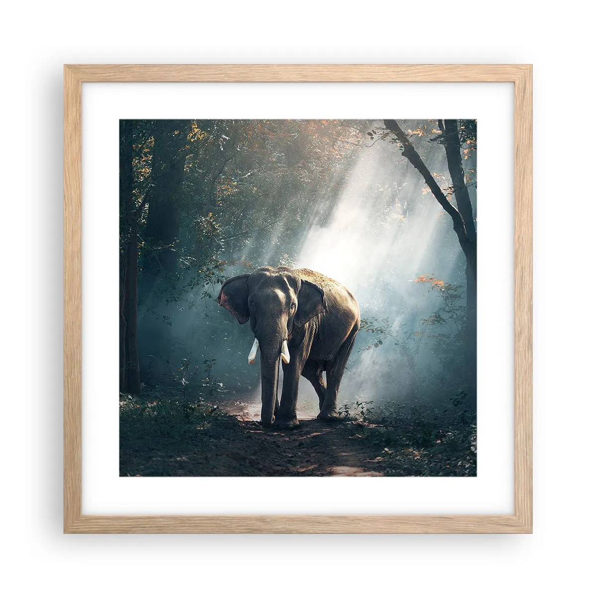 Poster in einem Rahmen aus heller Eiche - Ein gemütlicher Spaziergang - 40x40 cm