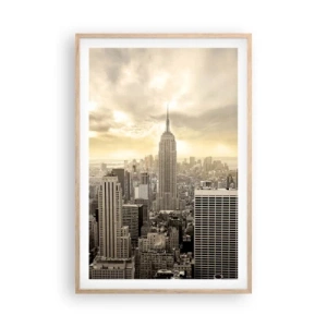 Poster in einem Rahmen aus heller Eiche - New York aus Grau - 61x91 cm