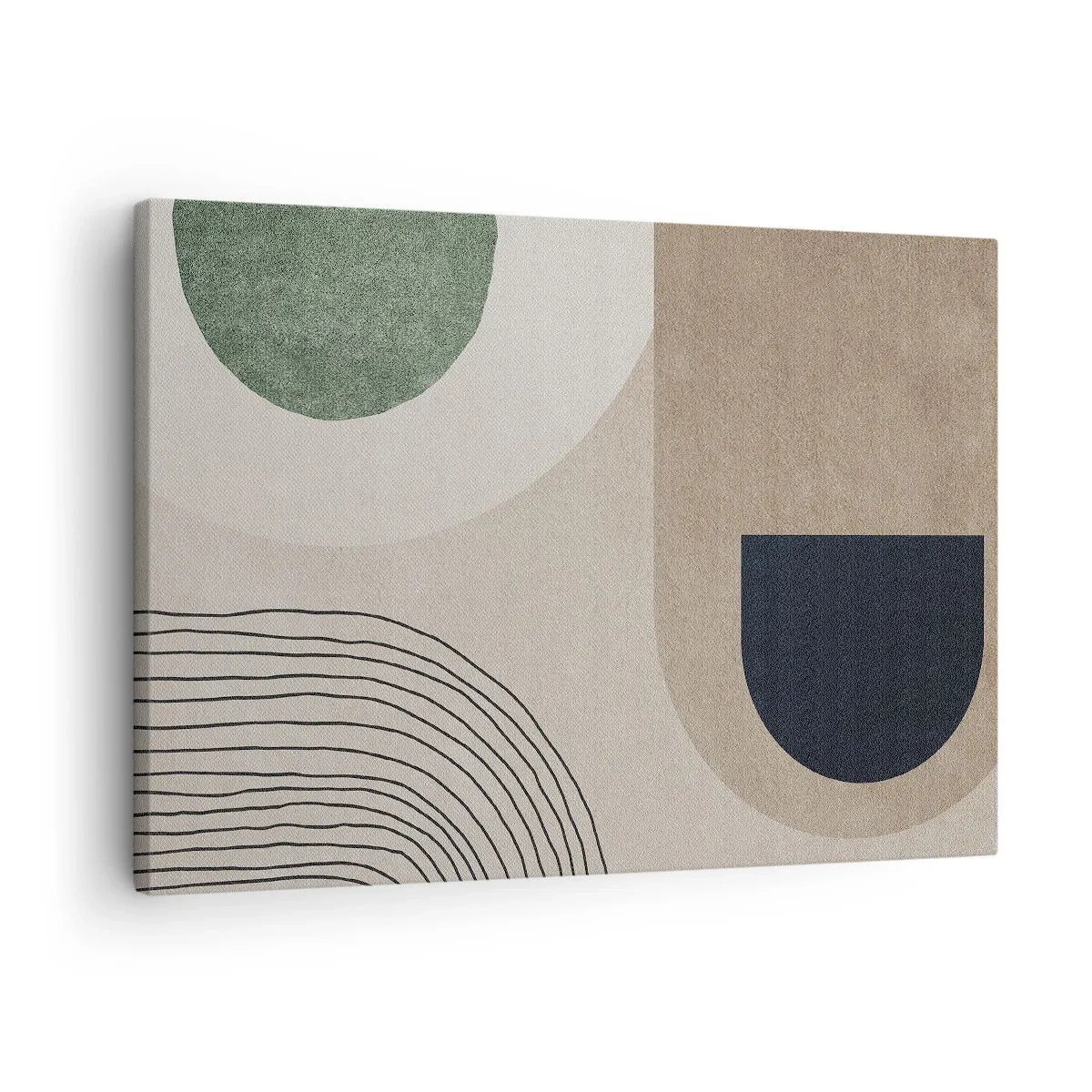 Bild auf Leinwand - Leinwandbild - Geometrische Formen in Beige- und Grüntönen - 70x50cm - Sanftheit des Ovals - Moderne Wanddekoration für Wohnzimmer und Schlafzimmer ARTTOR