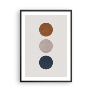 Poster in einem schwarzem Rahmen - Minimalistische Kreise in warmen Farbtönen auf hellem Hintergrund - 50x70cm - Ein Symbol für Exzellenz - Moderne Wanddekoration für Wohnzimmer und Schlafzimmer ARTTOR