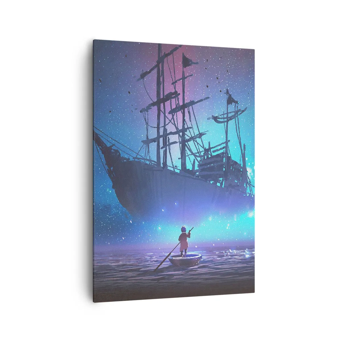 Bild auf Leinwand - Leinwandbild - Ein fantastisches Schiff vor dem Sternenhimmel - 70x100cm - Begegnung mit dem Mythos des Meeres - Moderne Wanddekoration für Wohnzimmer und Schlafzimmer ARTTOR