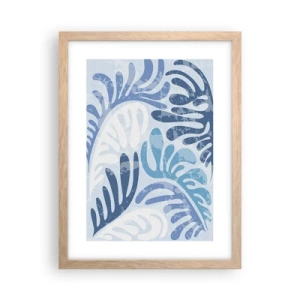 Poster in einem Rahmen aus heller Eiche - Blaue Farne - 30x40 cm