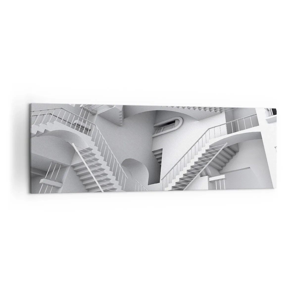 Bild auf Leinwand - Leinwandbild - Eine abstrakte Komposition aus Treppen in einer surrealistischen Raumanordnung - 160x50cm - Die Paradoxien des Weltraums - Moderne Wanddekoration für Wohnzimmer und Schlafzimmer ARTTOR