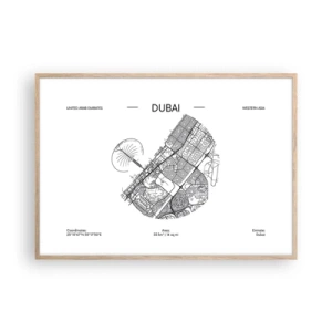 Poster in einem Rahmen aus heller Eiche - Anatomie von Dubai - 100x70 cm