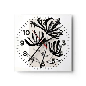 Wanduhr - Glasuhr - Skizze für das Herbarium - 40x40 cm