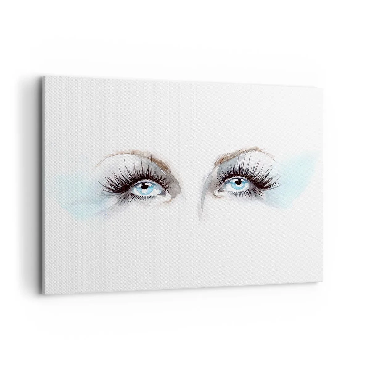 Bild auf Leinwand - Leinwandbild - Aquarell mit blauen Augen und zarten Akzenten - 100x70cm - Engelsaugen? - Moderne Wanddekoration für Wohnzimmer und Schlafzimmer ARTTOR