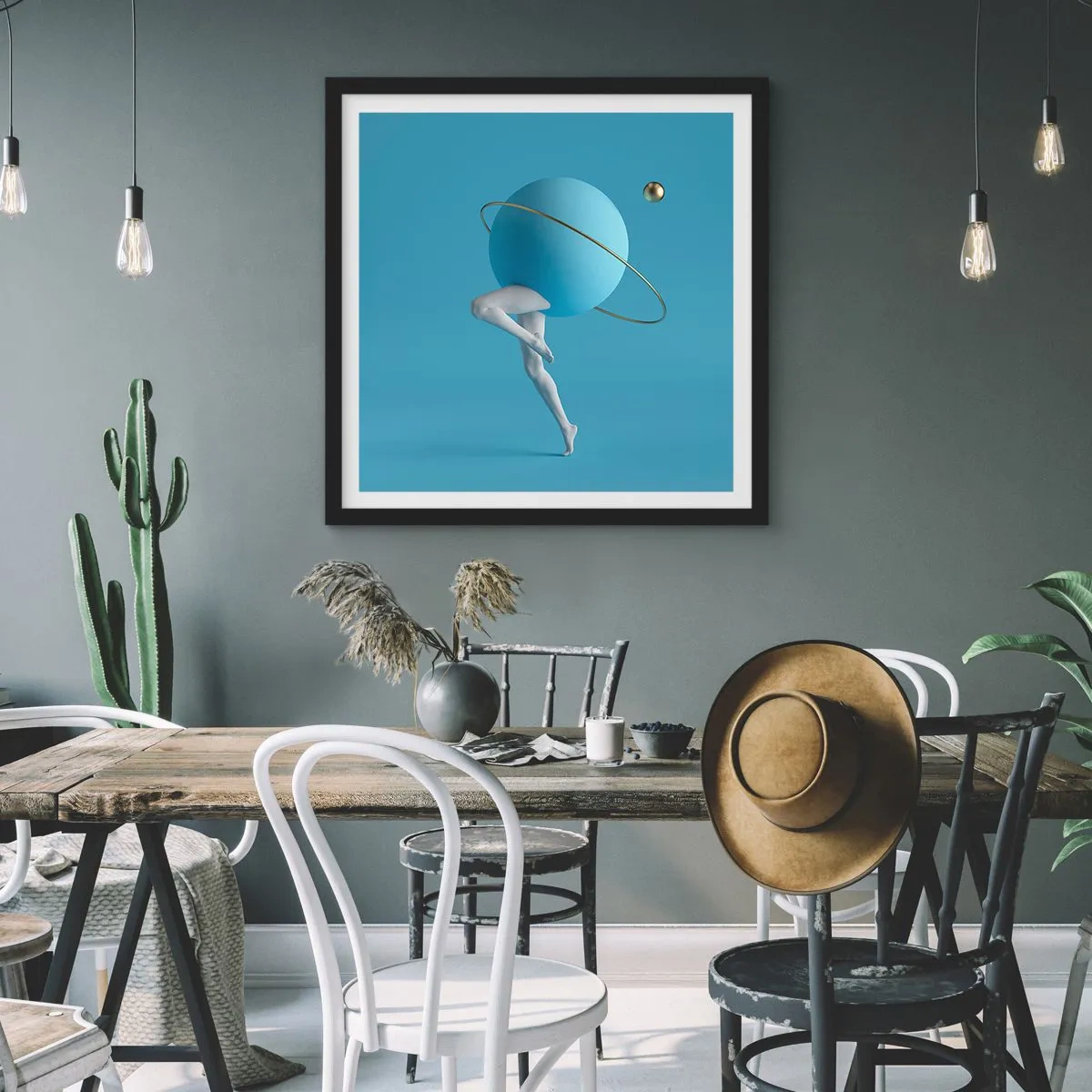 Poster in einem schwarzem Rahmen - Und die Planeten spielen verrückt - 40x40 cm