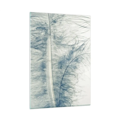 Glasbild - Bild auf glas - Eine zarte Feder auf hellem Hintergrund im minimalistischen Stil - 50x70cm - Flüstern der Natur - Moderne Wanddekoration für Wohnzimmer und Schlafzimmer ARTTOR
