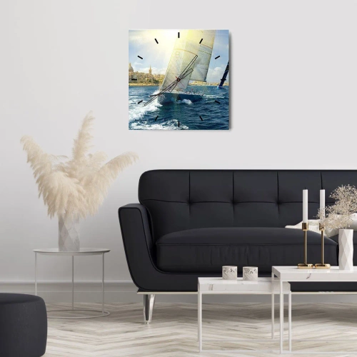 Wanduhr - Glasuhr - Es ist Zeit die Stadt zu verlassen - 30x30 cm