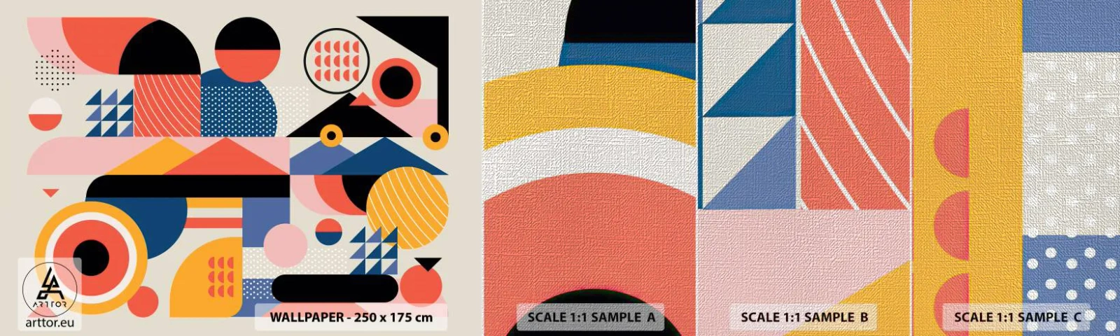 Fototapeten Muster Premium Canvas - Komposition: Na, los, spiel! - Abstraktion, Vektor, Modern - 100x30 cm