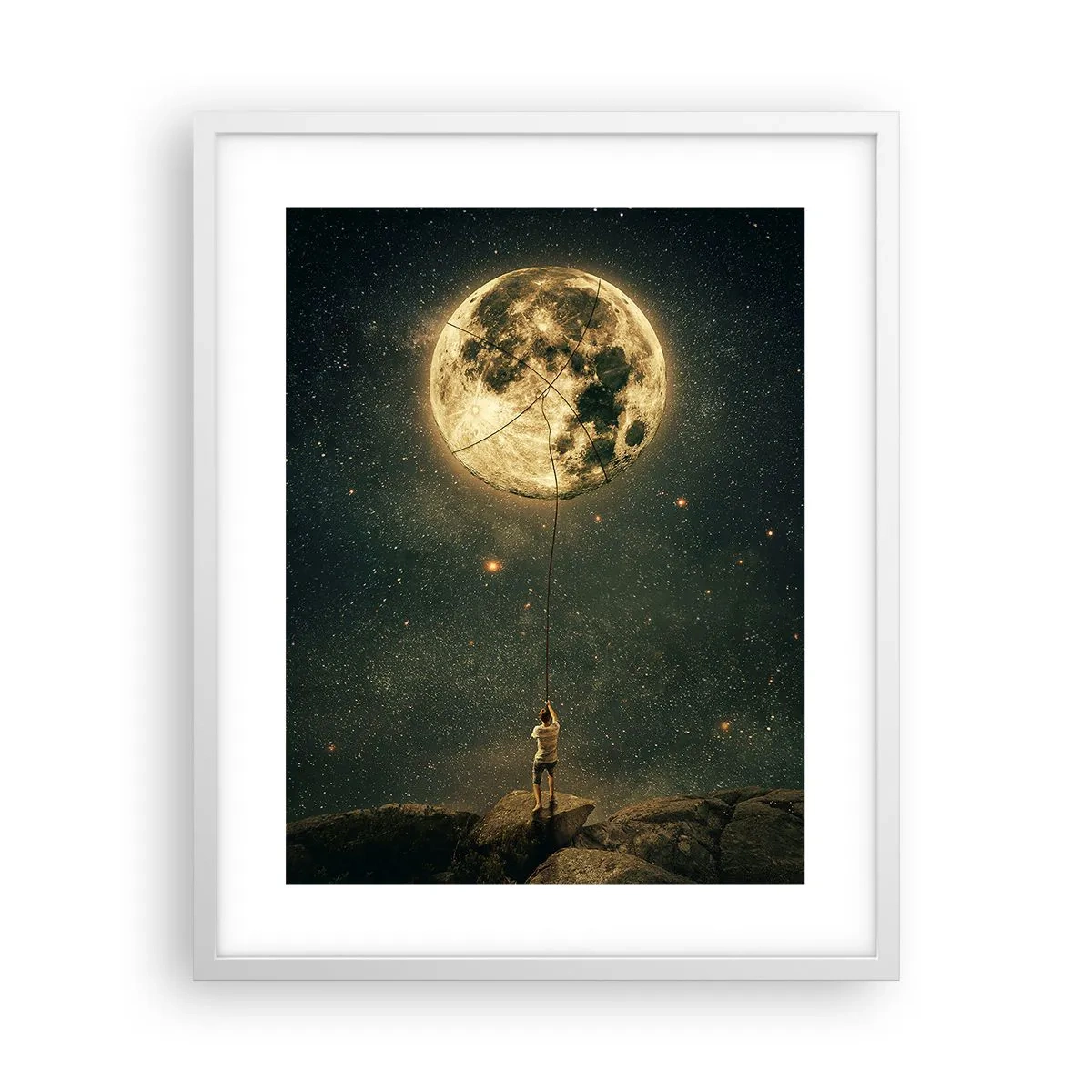 Poster in einem weißen Rahmen - Der Mann, der den Mond gestohlen hat - 40x50 cm
