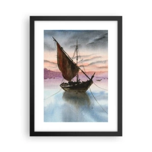 Poster in einem schwarzem Rahmen - Abend am Hafen - 30x40 cm