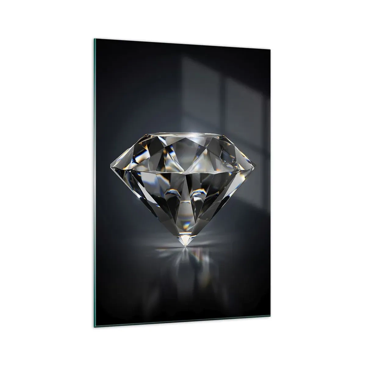 Glasbild - Bild auf glas - Eine künstlerische Interpretation eines Diamanten auf dunklem Hintergrund - 70x100cm - Beste Freundin - Moderne Wanddekoration für Wohnzimmer und Schlafzimmer ARTTOR