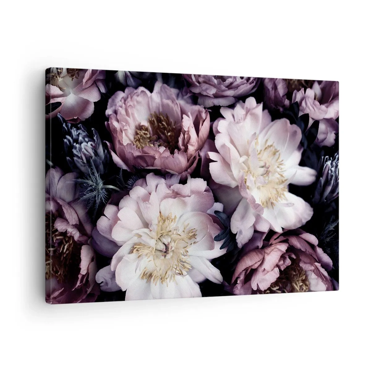 Bild auf Leinwand - Leinwandbild - Blumen in zarten Pastelltönen - 70x50cm - Blumenstrauß im alten Stil - Moderne Wanddekoration für Wohnzimmer und Schlafzimmer ARTTOR