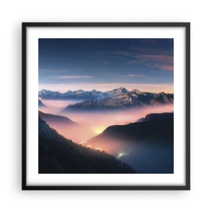 Poster in einem schwarzem Rahmen - Licht in den Tälern - 50x50 cm
