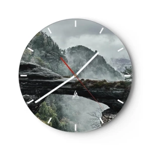 Wanduhr - Glasuhr - Abenteuer beginnt gleich - 40x40 cm