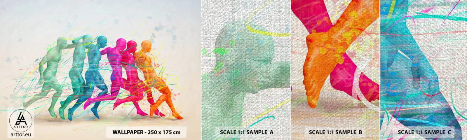 Fototapeten Muster Premium Canvas - Harmonie der Bewegung - Abstraktion, Mann, Sport - 100x30 cm