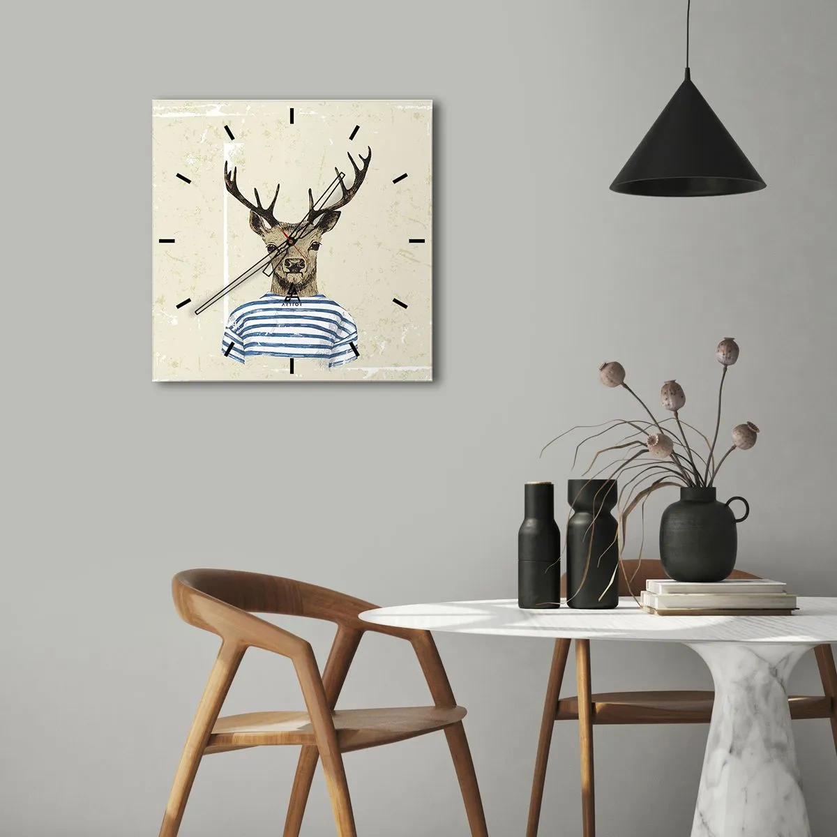 Wanduhr - Glasuhr - Weil ich gestreifte T-Shirts mag! - 30x30 cm