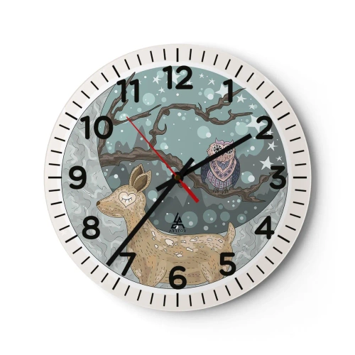 Wanduhr - Glasuhr - Eine märchenhafte Waldnacht - 40x40 cm