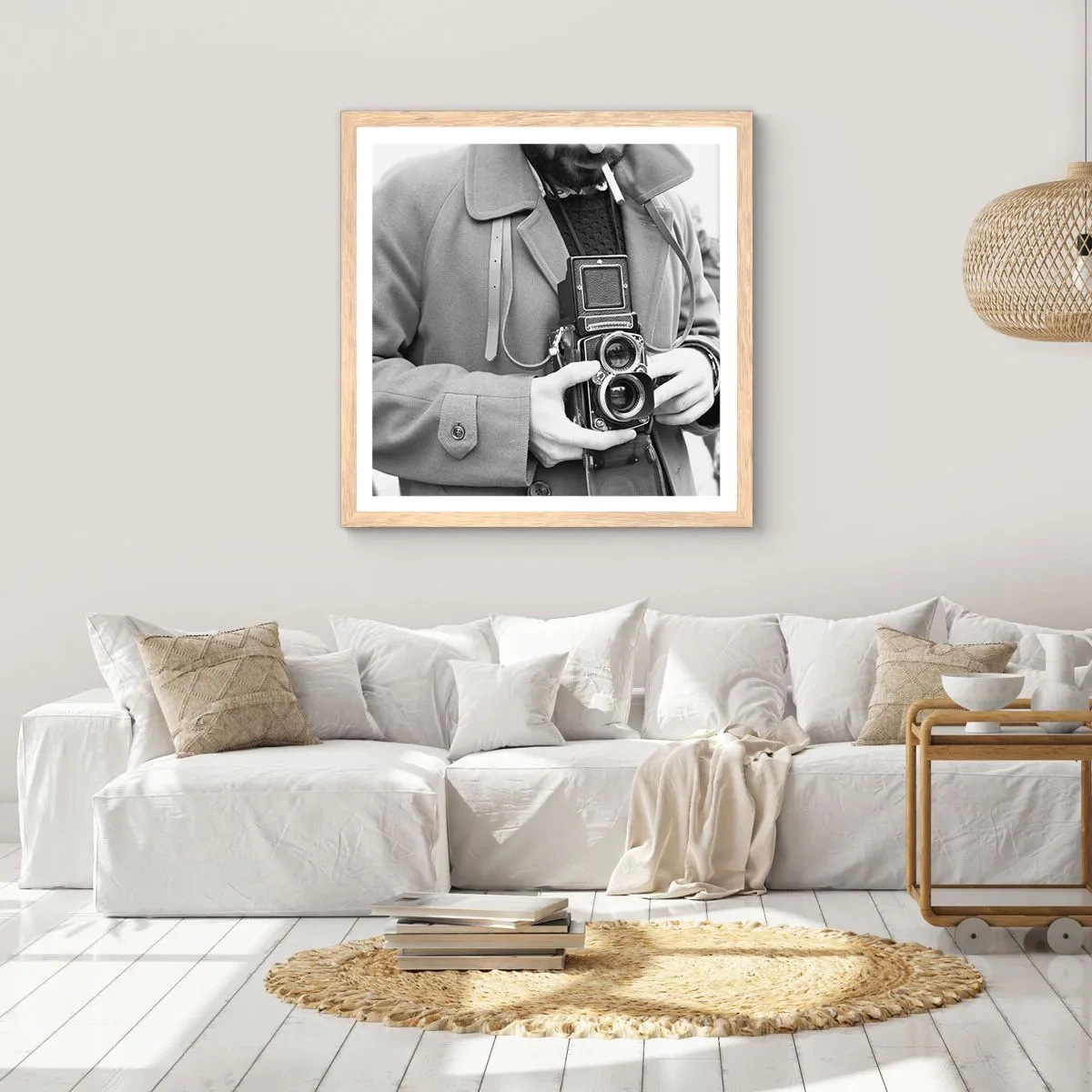 Poster in einem Rahmen aus heller Eiche - Retro-Stil - 50x50 cm