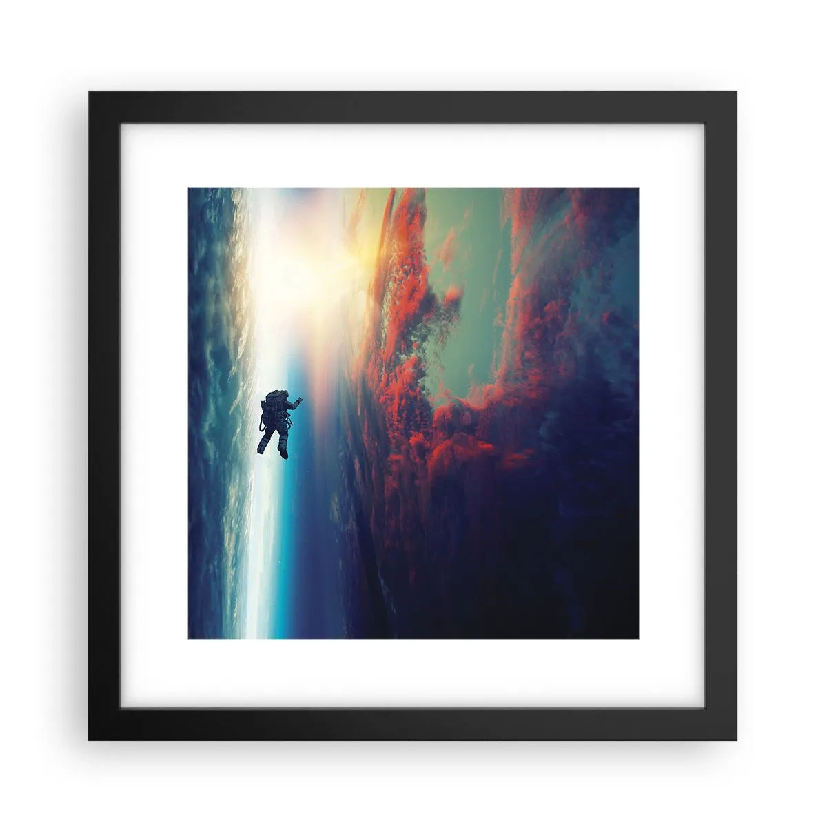 Poster in einem schwarzem Rahmen - Sich dem Universum stellen - 30x30 cm