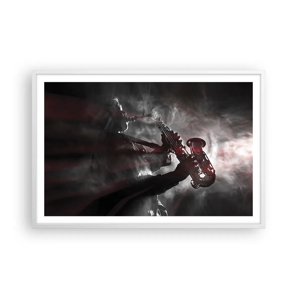 Poster in einem weißen Rahmen - In den Dämpfen des Jazz - 91x61 cm