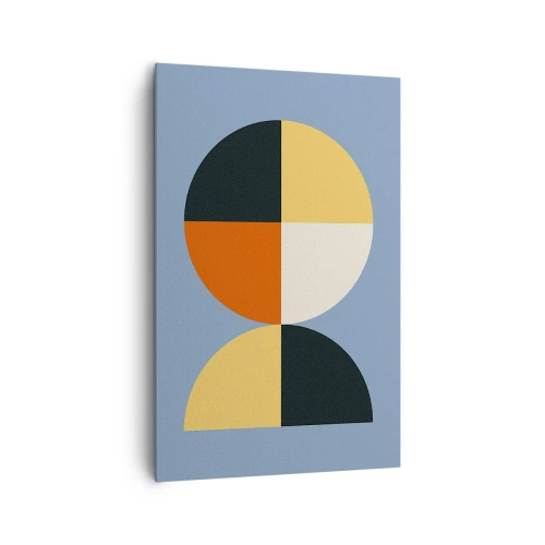 Bild auf Leinwand - Leinwandbild - Geometrische Kreise auf blauem Hintergrund - 80x120cm - Beobachte und zähle - Moderne Wanddekoration für Wohnzimmer und Schlafzimmer ARTTOR