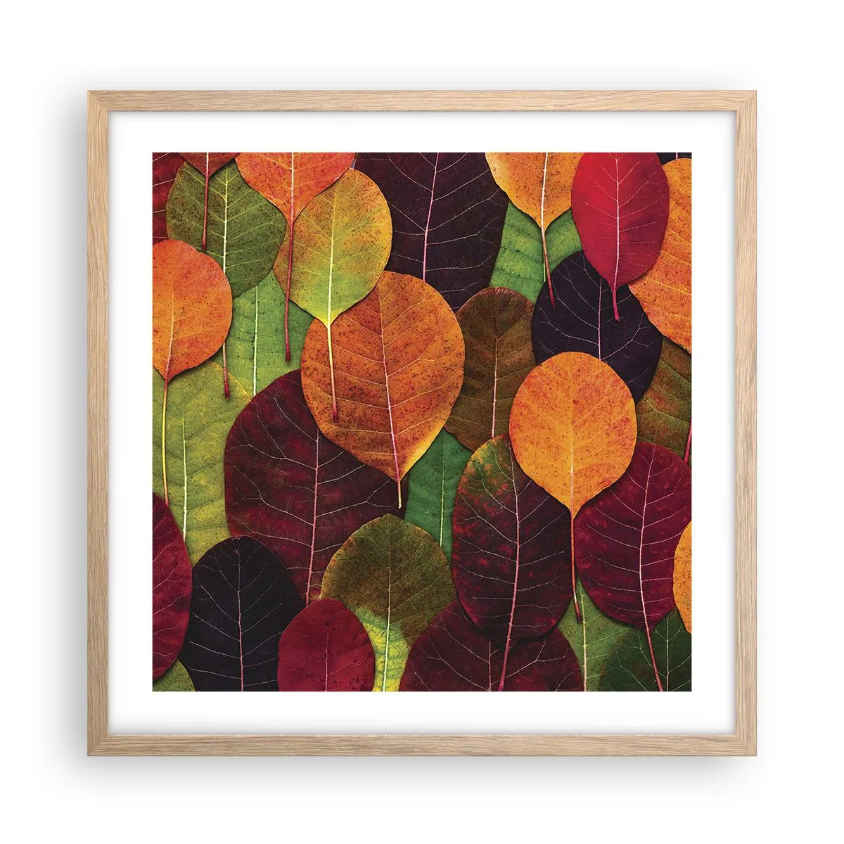 Poster in einem Rahmen aus heller Eiche - Herbstmosaik - 50x50 cm