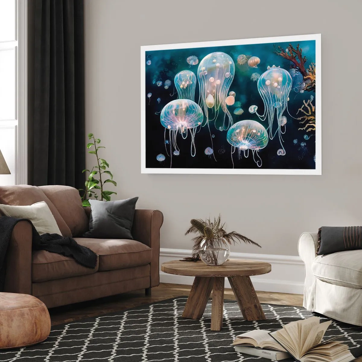 Poster - Zarte Quallen in der Unterwasserwelt - 100x70cm - Unterwasserball - Moderne Wanddekoration für Wohnzimmer und Schlafzimmer ARTTOR