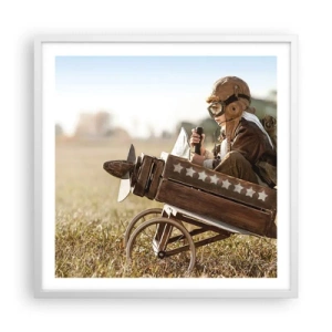 Poster in einem weißen Rahmen - Start in Richtung eines Traums - 60x60 cm