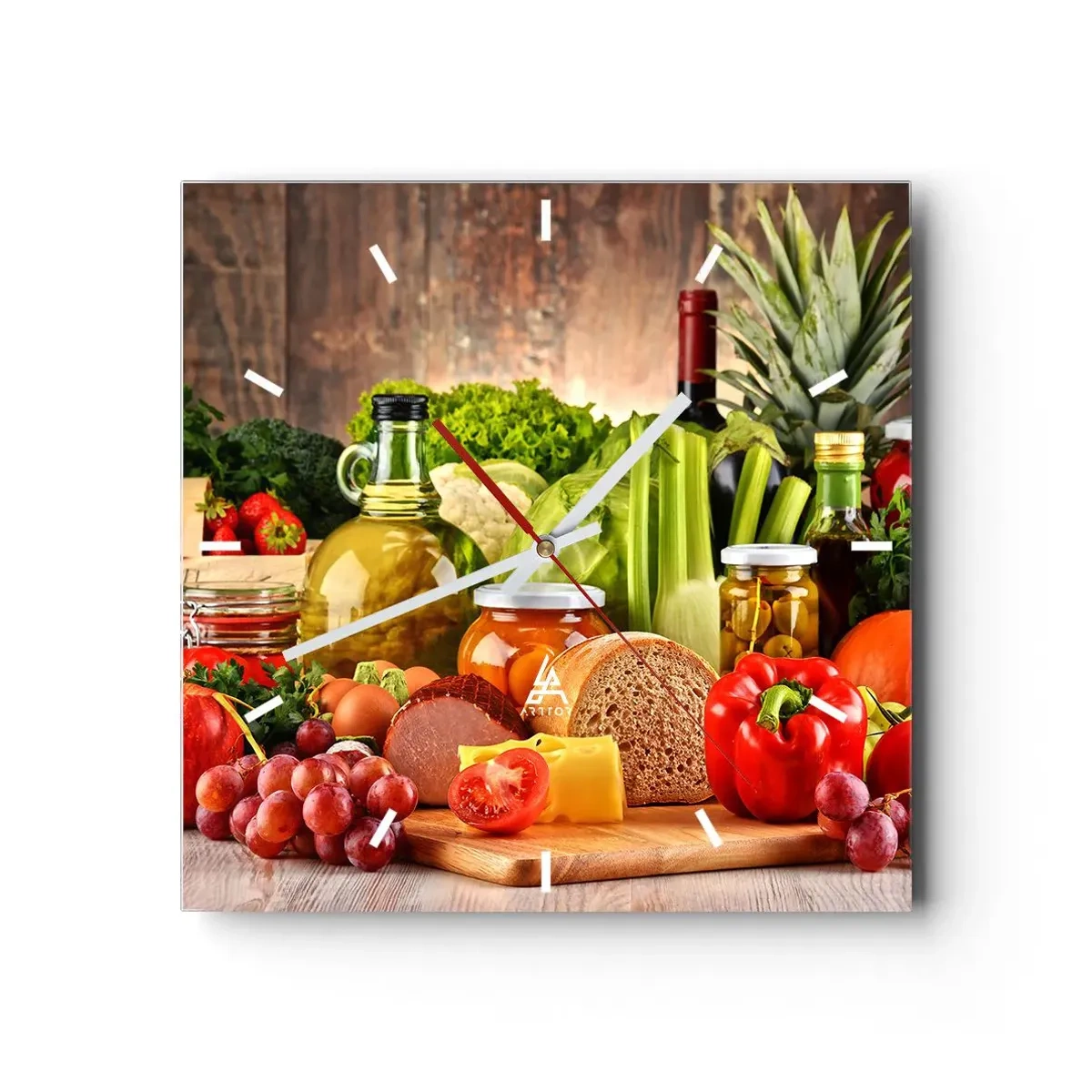 Wanduhr - Glasuhr - Geräuchert, gebacken und eingelegt - 40x40 cm