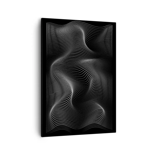 Bild auf Leinwand - Leinwandbild - Abstrakte weiße Linien auf schwarzem Hintergrund - 50x70cm - Lichttanz im Raum - Moderne Wanddekoration für Wohnzimmer und Schlafzimmer ARTTOR