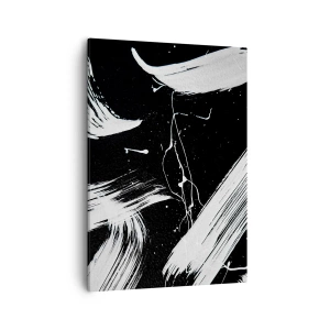 Bild auf Leinwand - Leinwandbild - Abstrakte weiße Striche auf schwarzem Hintergrund - 50x70cm - Dunkelheit durchbrechen - Moderne Wanddekoration für Wohnzimmer und Schlafzimmer ARTTOR