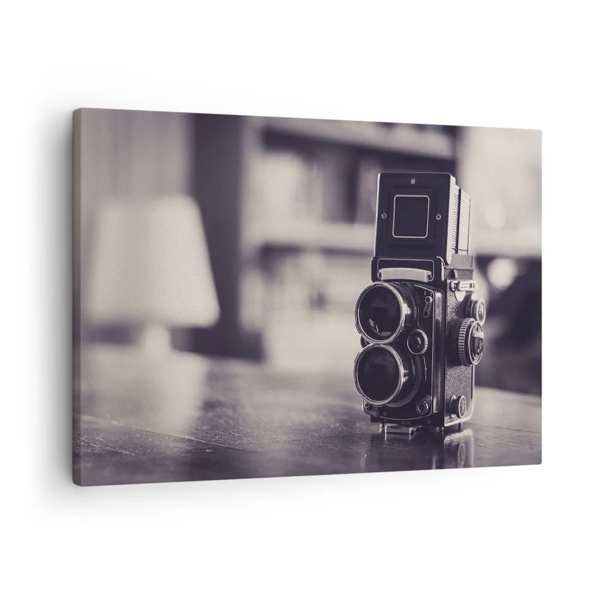 Bild auf Leinwand - Leinwandbild - Antike Kamera in Schwarz und Weiß - 70x50cm - Zauber alter Fotografie - Moderne Wanddekoration für Wohnzimmer und Schlafzimmer ARTTOR