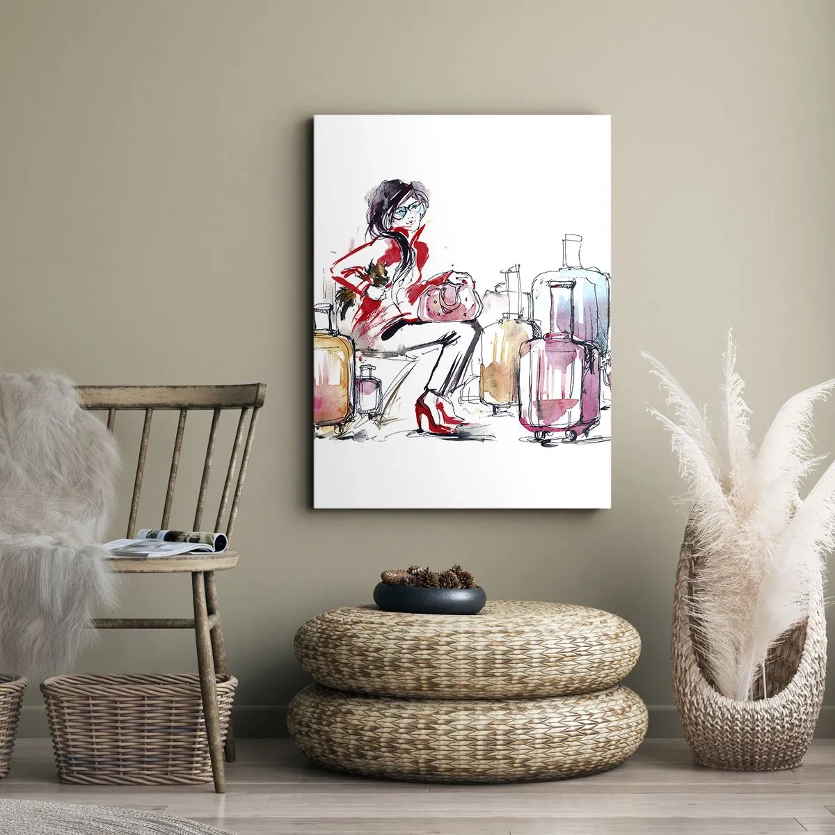 Bild auf Leinwand - Leinwandbild - Setzen wir uns vor der Reise hin - 65x120 cm