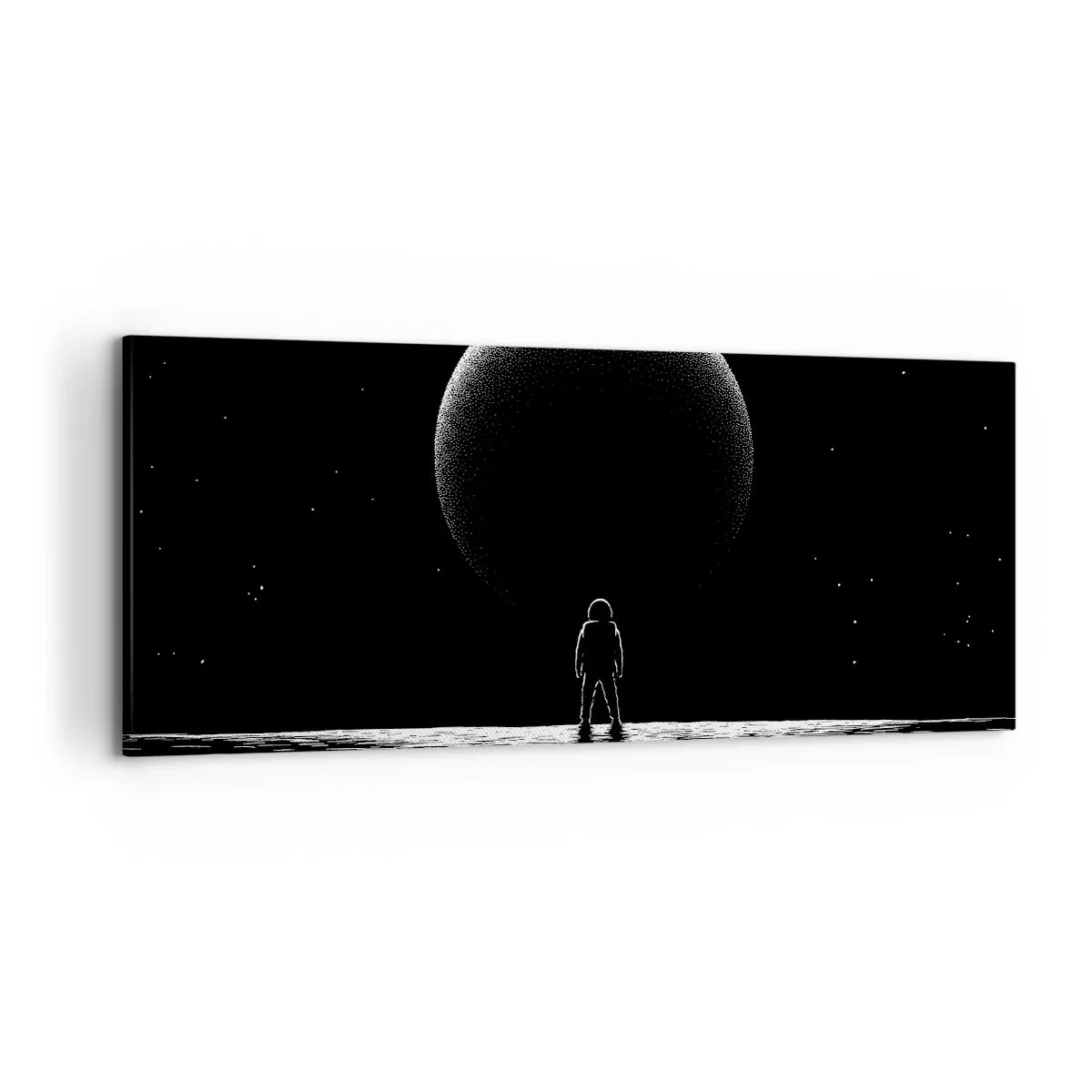 Bild auf Leinwand - Leinwandbild - Ein Astronaut vor dem Hintergrund eines großen Planeten im Weltraum - 120x50cm - Angesicht zu Angesicht - Moderne Wanddekoration für Wohnzimmer und Schlafzimmer ARTTOR