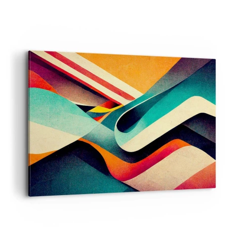 Bild auf Leinwand - Leinwandbild - Bunte abstrakte Wellen in einer dynamischen Komposition - 120x80cm - Intensive Komposition - Moderne Wanddekoration für Wohnzimmer und Schlafzimmer ARTTOR