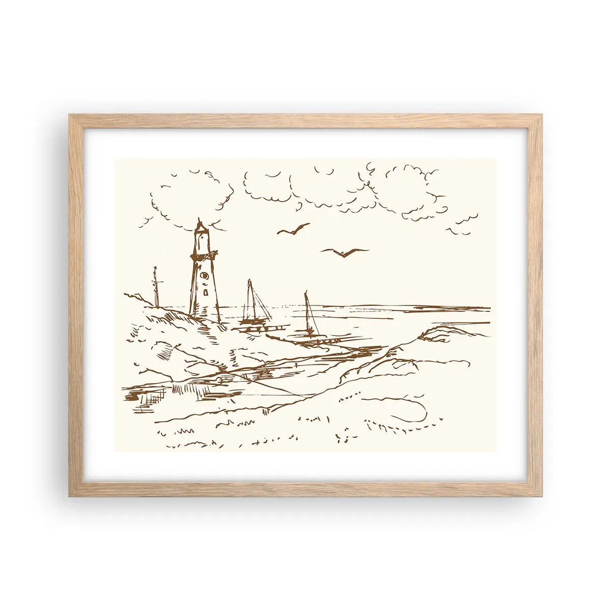 Poster in einem Rahmen aus heller Eiche - Ein Überblick über die Erinnerungen an den Sommer - 50x40 cm