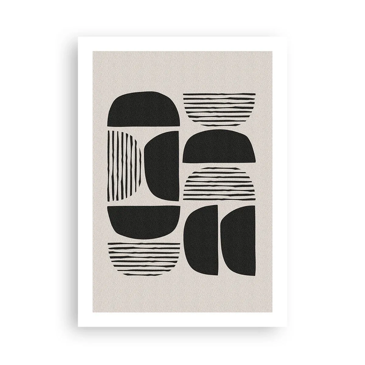 Poster - Geometrische Abstraktion mit schwarzen Formen und Linien - 50x70cm - Halbherzige Deals - Moderne Wanddekoration für Wohnzimmer und Schlafzimmer ARTTOR