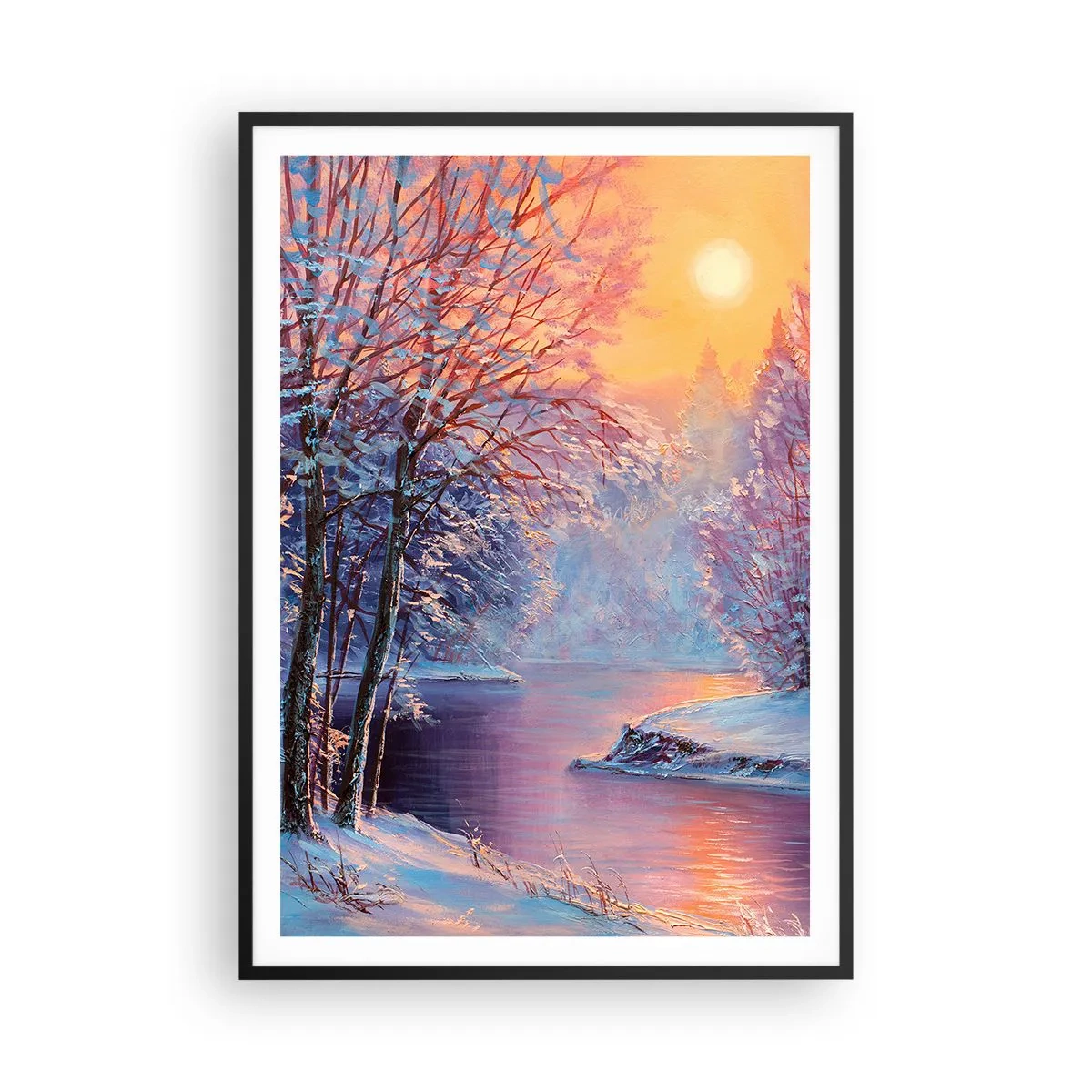 Poster in einem schwarzem Rahmen - Die Farben des Winters - 70x100 cm