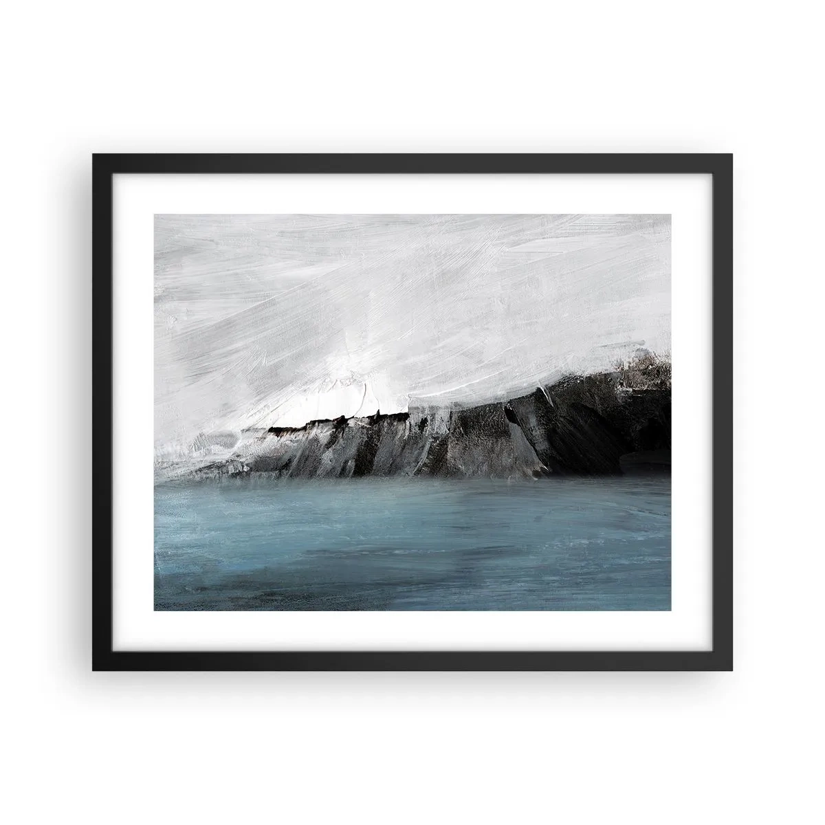 Poster in einem schwarzem Rahmen - Wasser – Erde: Kampf der Naturelemente - 50x40 cm