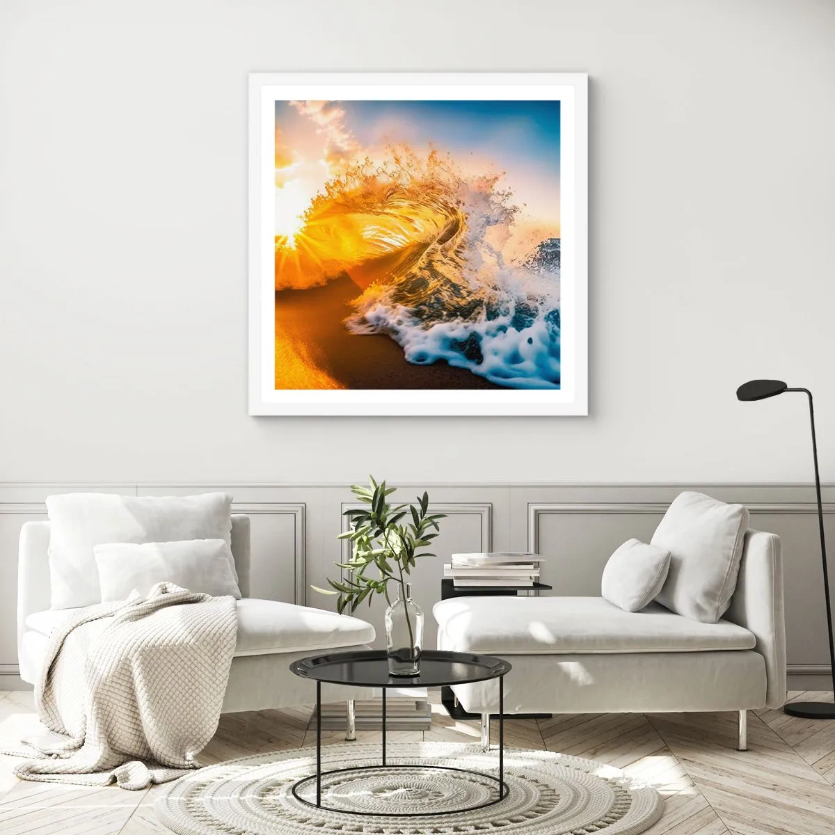 Poster in einem weißen Rahmen - Spaß im Sand - 60x60 cm