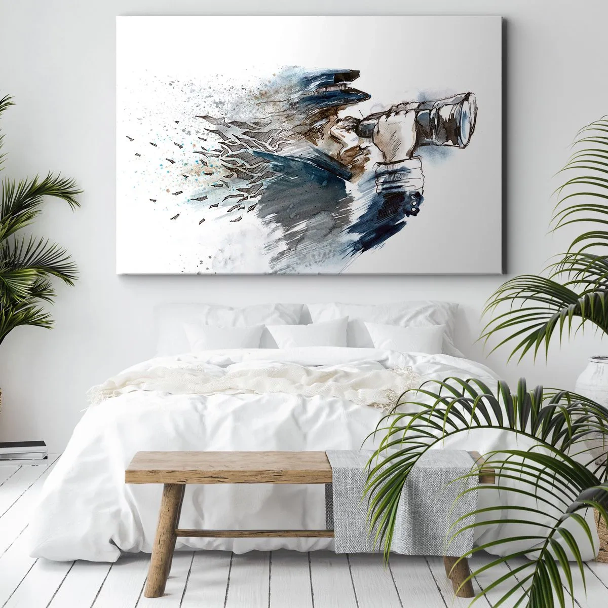 Bild auf Leinwand - Leinwandbild - Ein Kapitän mit Fernglas in einer dynamischen Aquarellszene - 70x50cm - Zehn auf der Beaufort-Skala! - Moderne Wanddekoration für Wohnzimmer und Schlafzimmer ARTTOR